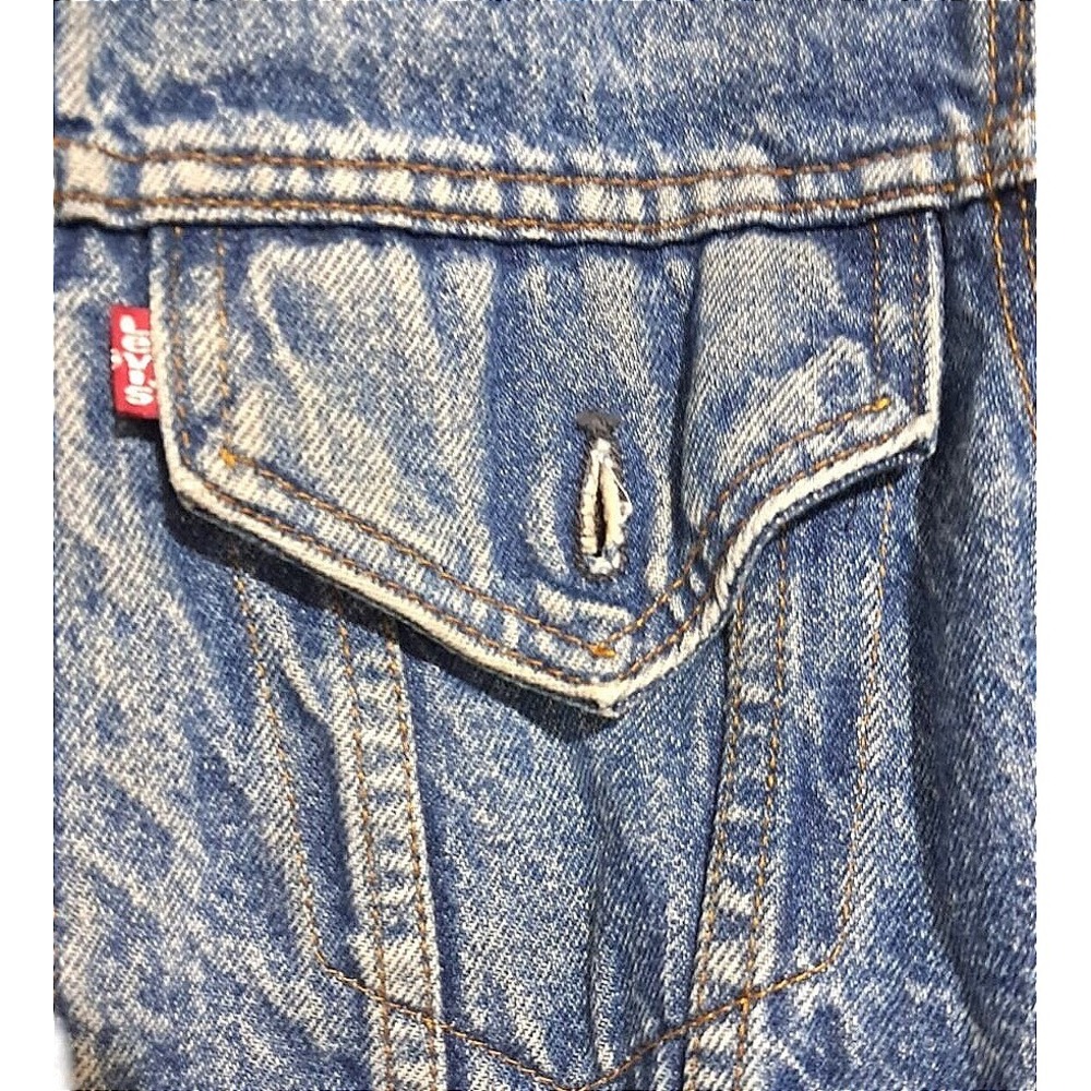 Levi Strauss & Co. Denim Trucker Jacket‎ Men Size 40 Blue Blanket Lined Thrashed - Picture 4 of 16